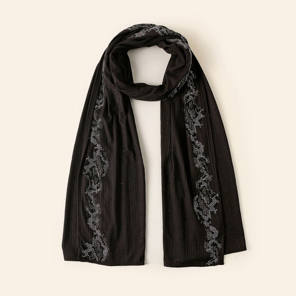 

Rhinestone Decor Scarf, Black