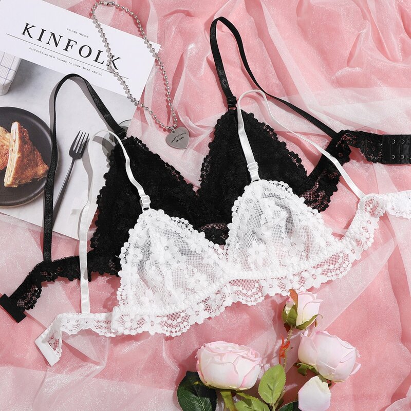 

2pack Floral Lace Triangle Bralette, Multicolor