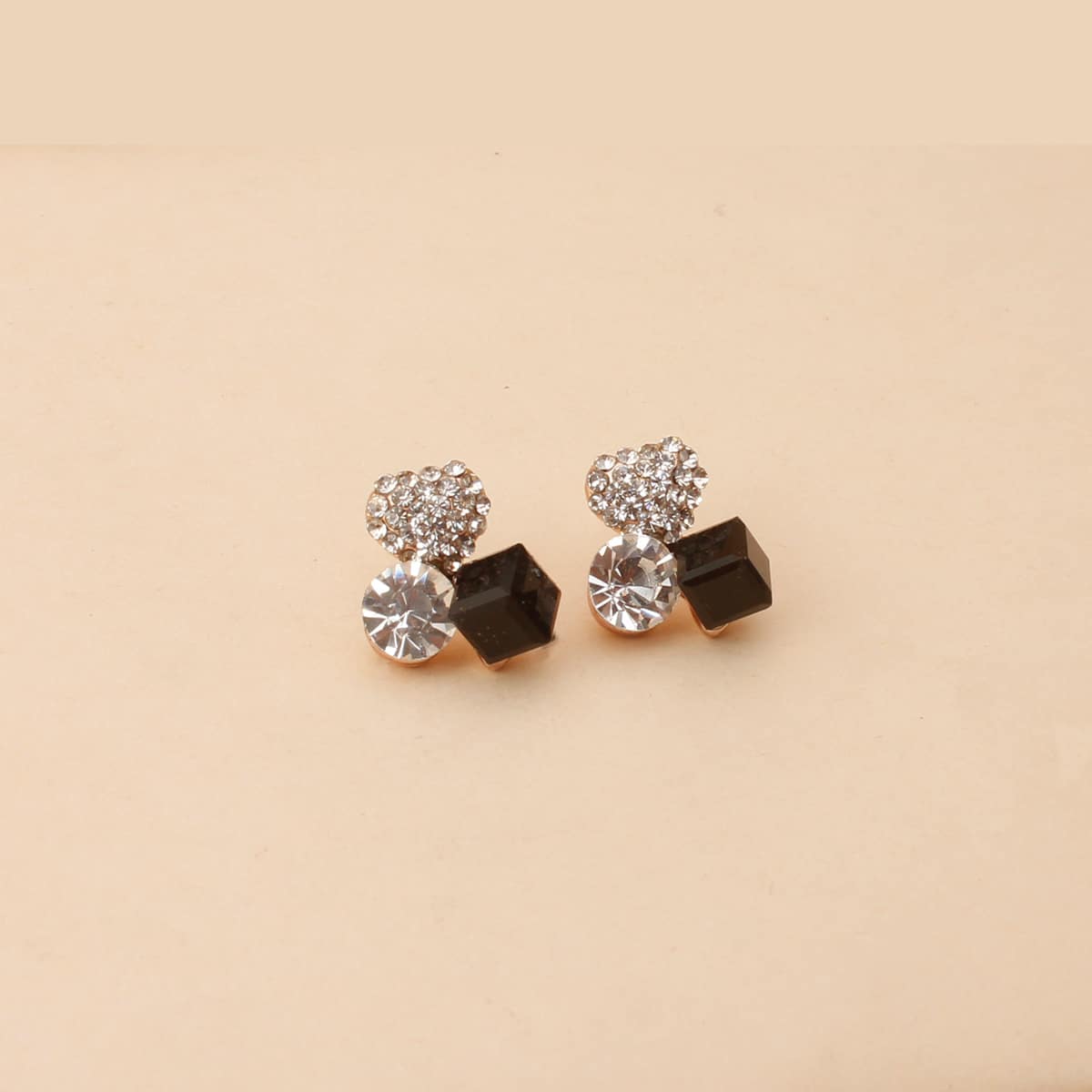 

Rhinestone & Cube Stud Earrings, Multicolor