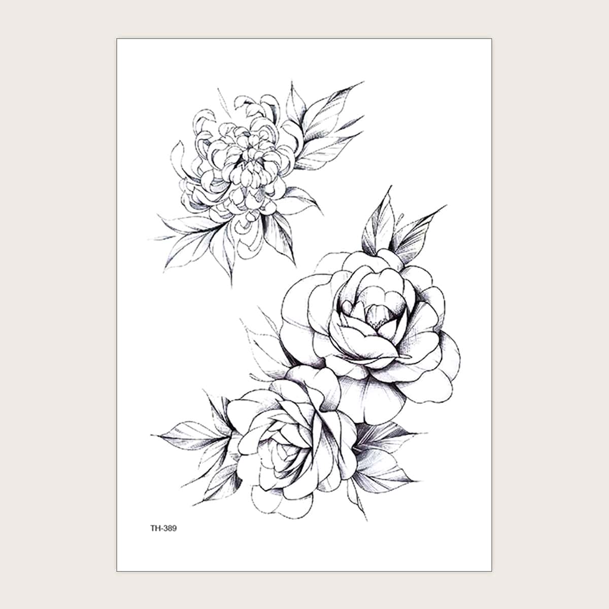 

1sheet Flower Pattern Tattoo Sticker, Black
