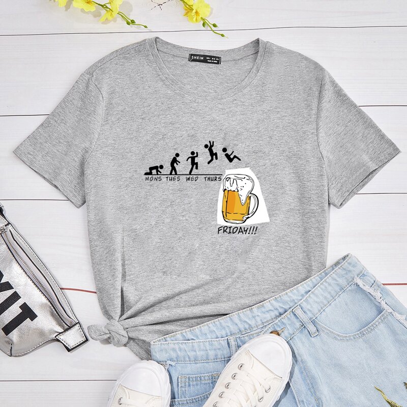 

Letter & Cartoon Graphic Tee, Grey