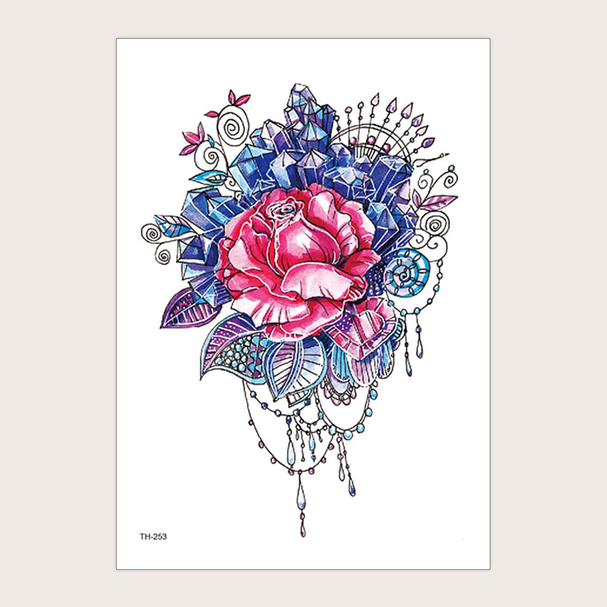

1sheet Flower Pattern Tattoo Sticker, Multicolor