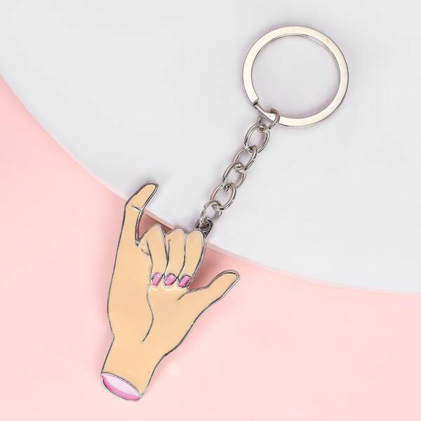 

Hand Charm Keychain, Pink