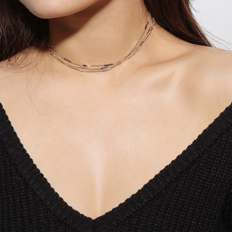 

Minimalist Bamboo Layered Choker, Gold