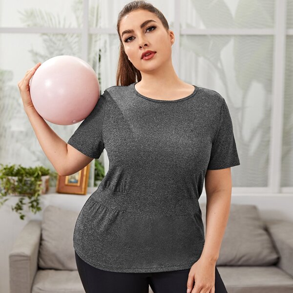 

Plus Space Dye Crew Neck Sports Tee, Dark grey