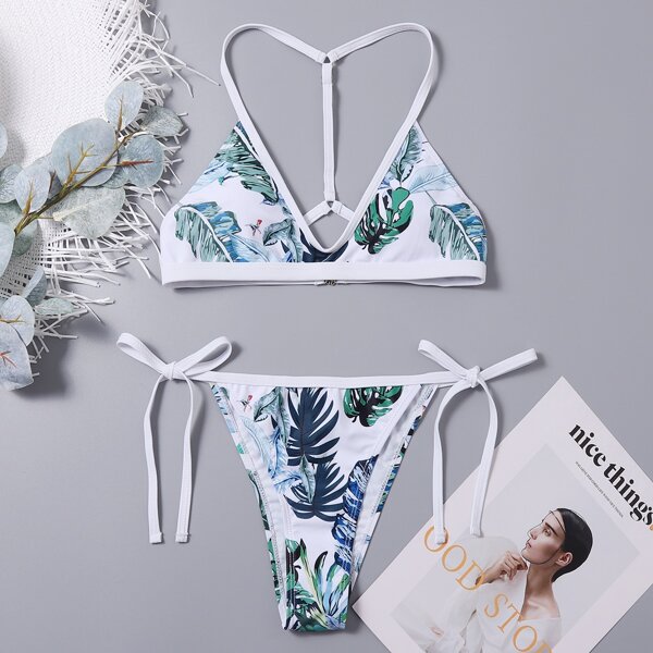 

Tropical Tie Side Bikini Swimsuit, Multicolor