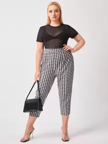SHEIN Privé Plus Mesh Top Without Bra - Black - View 5
