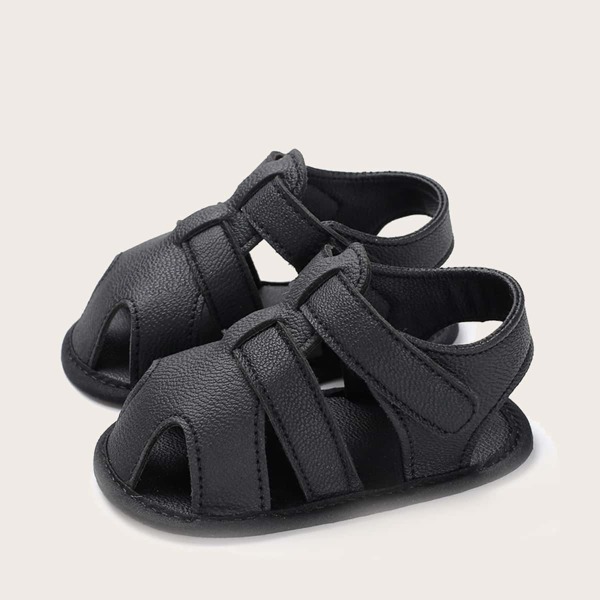 

Baby Boy Minimalist Velcro Strap Sandals, Black