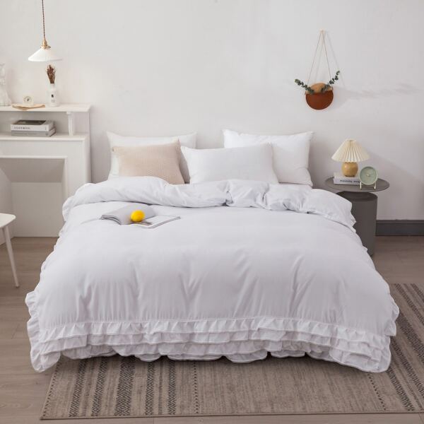 

Ruffle Trim Duvet Cover Without Filler, White