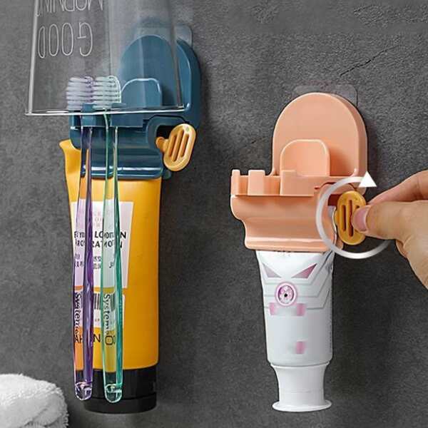 

1pc Random Toothpaste Squeezer & 1pc Toothbrush Holder Set, Multicolor