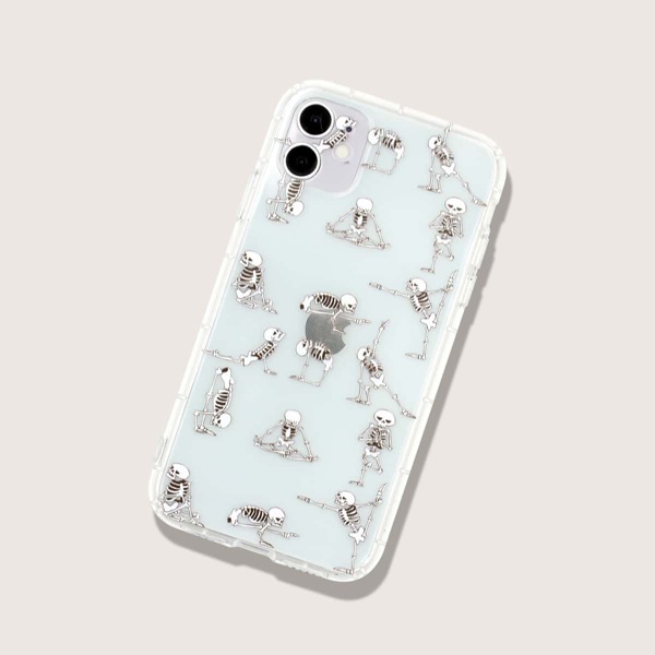 

Skeleton Print iPhone Case, Clear