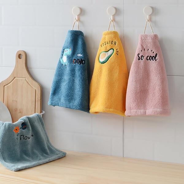 

1pc Random Embroidery Pattern Hand Towel, Multicolor