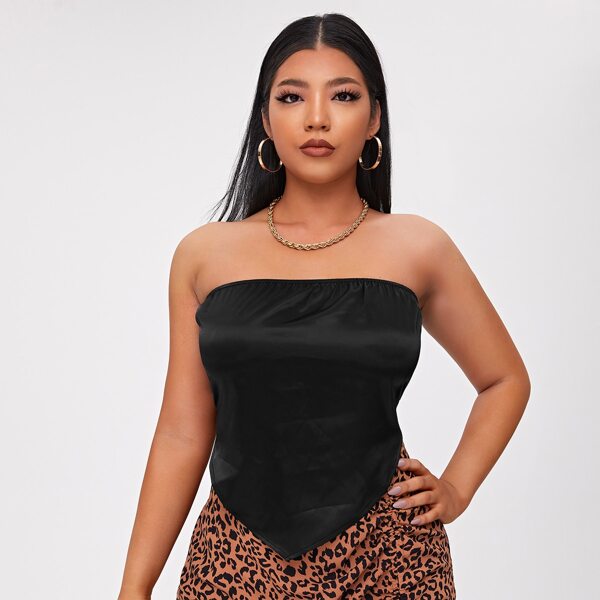 

Plus Solid Tie Back Bandeau Top, Black