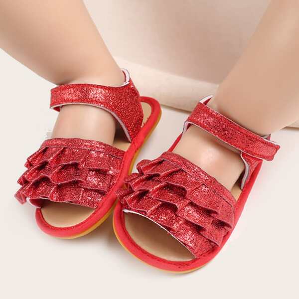 

Baby Girl Metallic Tiered Layer Sandals, Red