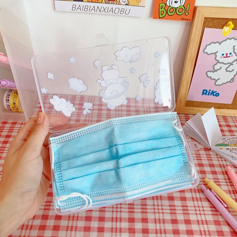 

1pc Cartoon Pattern Mask Storage Box, Multicolor