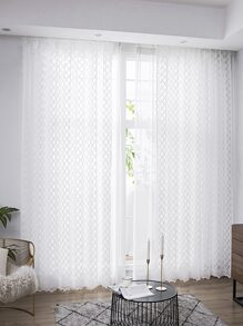 Cortina transparente panel solo ribete con encaje - Blanco - Ver 2