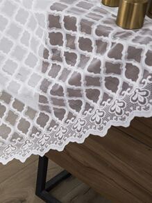 Cortina transparente panel solo ribete con encaje - Blanco - Ver 4