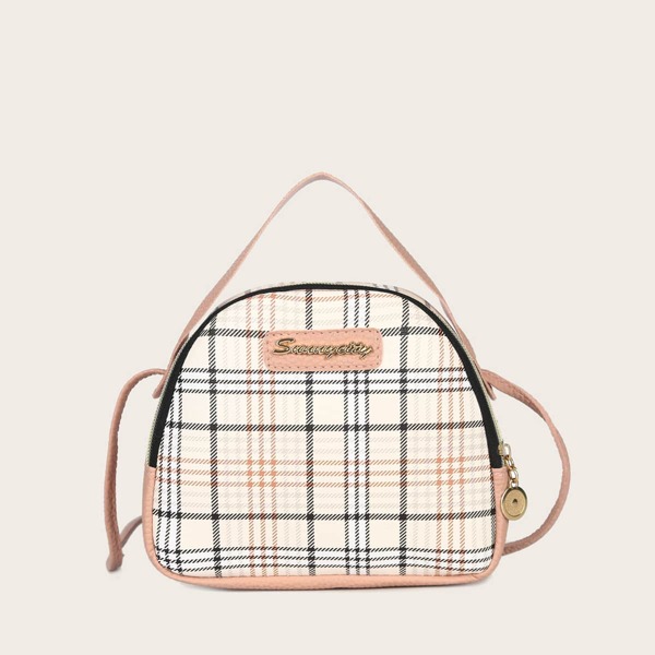 

Metal Letter Decor Satchel Bag, Multicolor