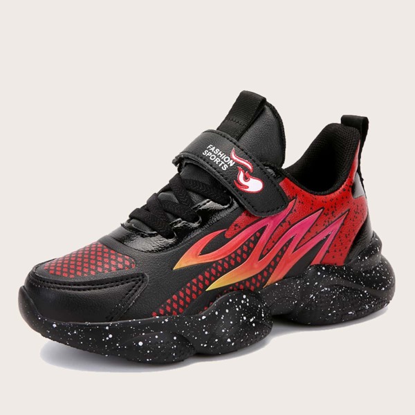 

Boys Color Block Velcro Strap Sneakers, Black