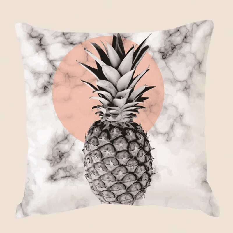 

Pineapple Print Cushion Cover Without Filler, Multicolor