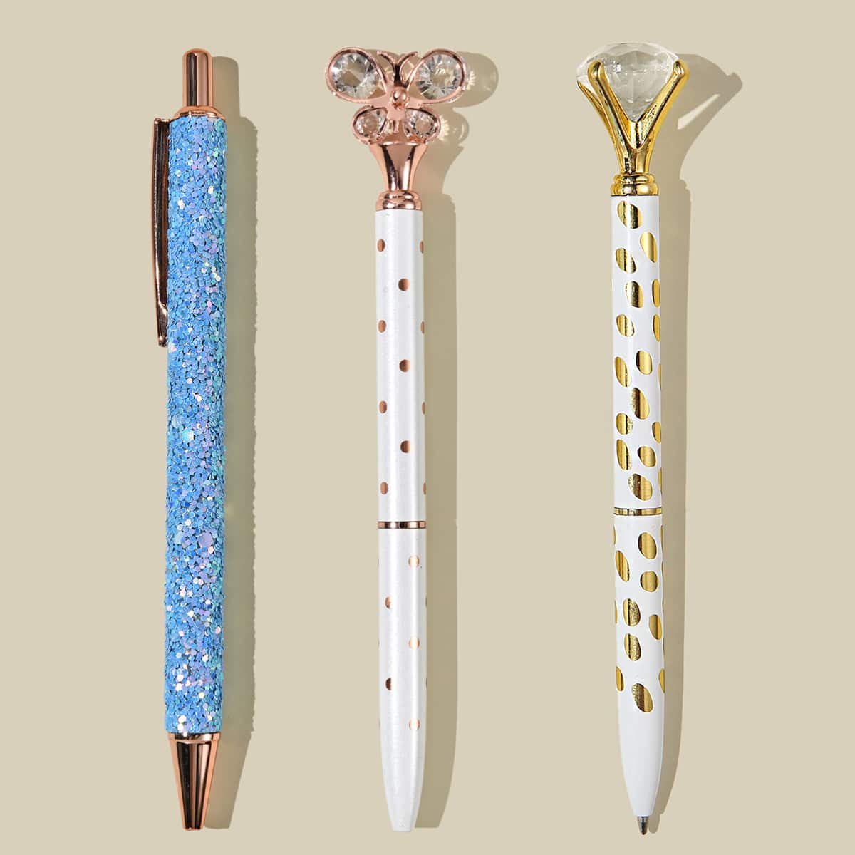 

3pcs Diamond Ballpoint Pen Set, Black