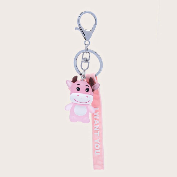 

Cartoon Design Charm Keychain, Pink
