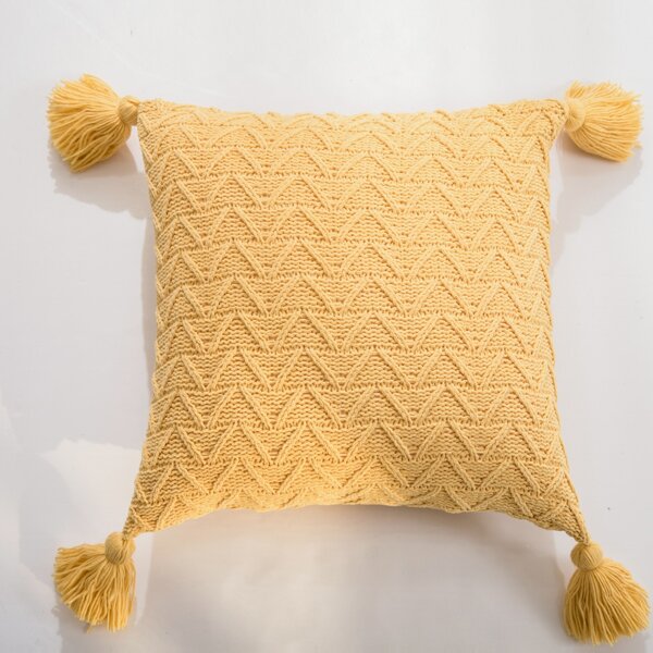 

Tassel Decor Cushion Cover Without Filler, Yellow