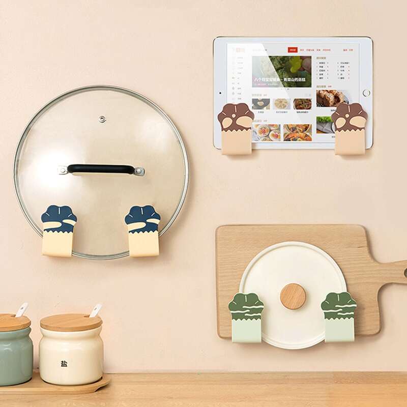 

2pcs Paw Design Kitchen Pot Lid Storage Hook, Multicolor