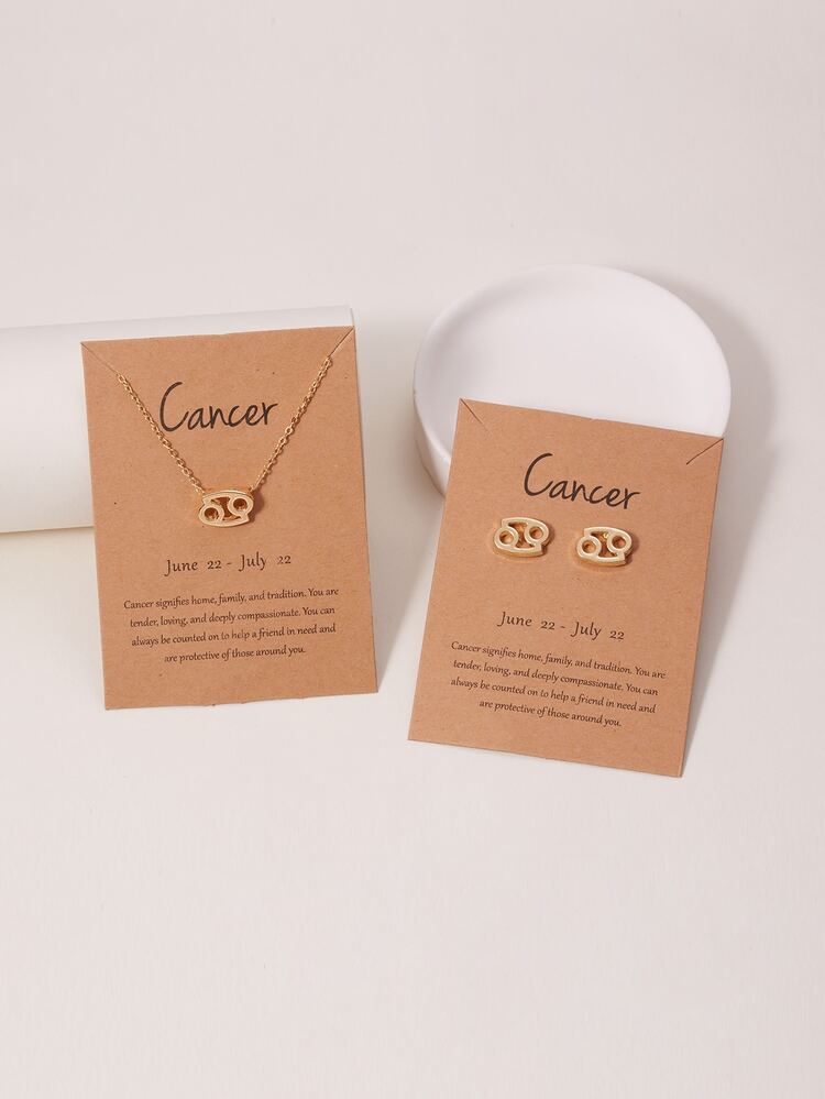 Constellation Charm Necklace & Earrings - Yellow Gold - View 1