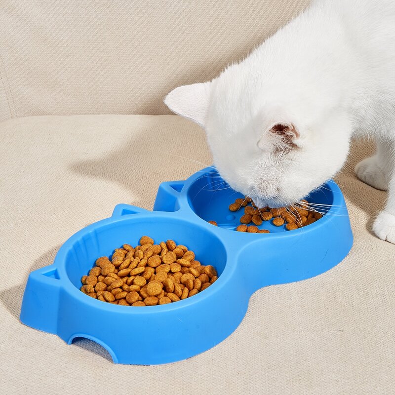 

1pc Double Pet Bowl, Blue