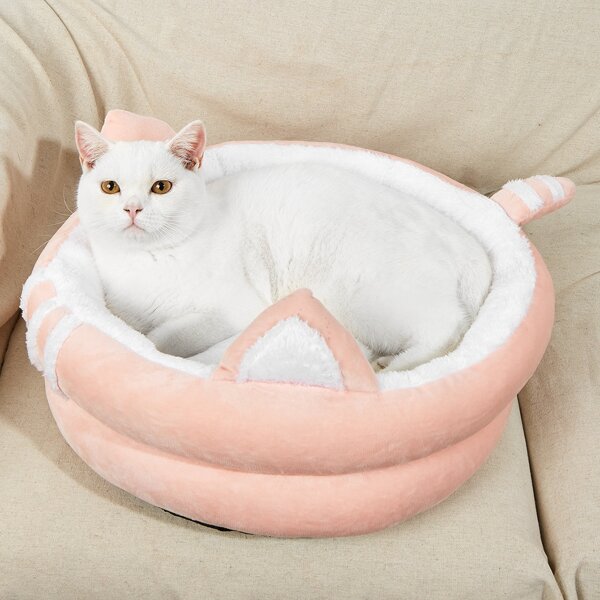 

1pc Cartoon Design Pet Bed, Pink