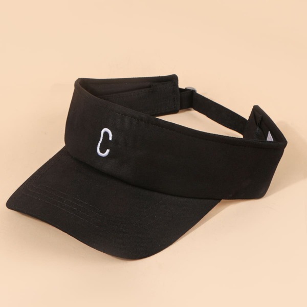 

Letter Embroidery Visor Hat, Black