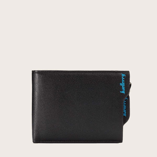 

Men Letter Graphic Fold Over Wallet, Black