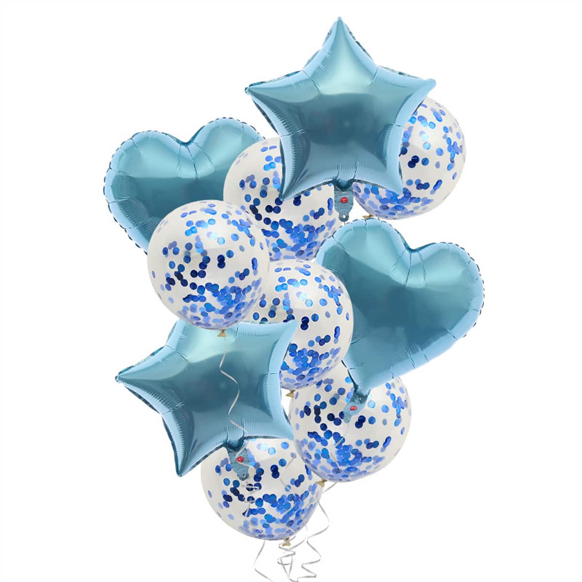 

10pcs Heart & Star Balloon Set, Blue