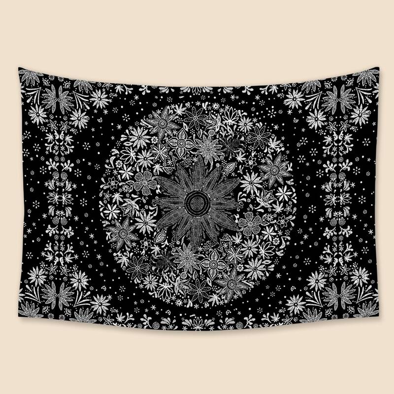 

Flower Print Tapestry, Black