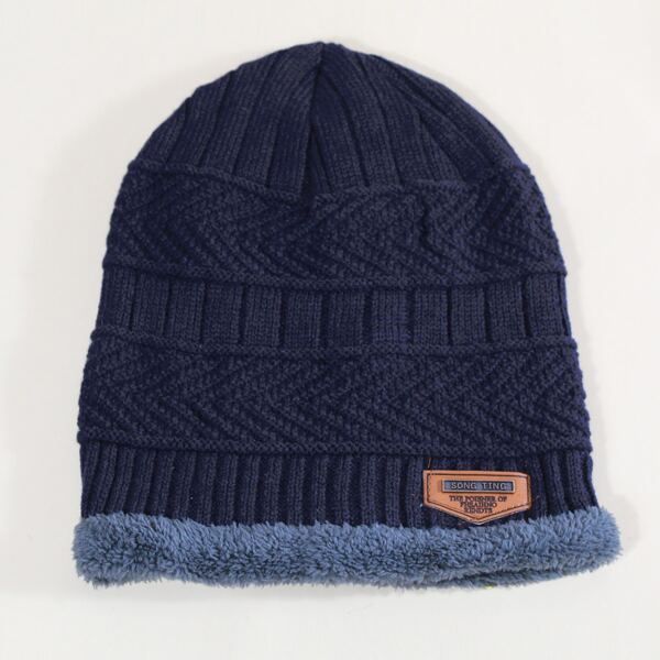 

Men Letter Patched Knit Beanie, Navy blue