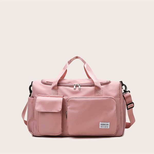 

Letter Patch Duffel Bag, Pink
