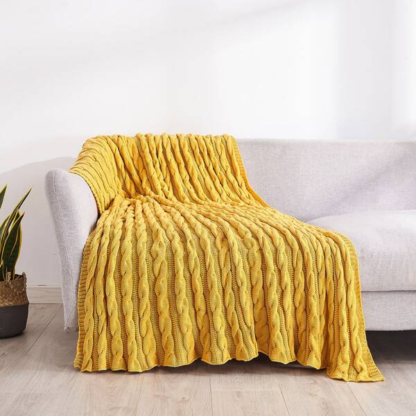 

Solid Color Knitted Blanket, Yellow