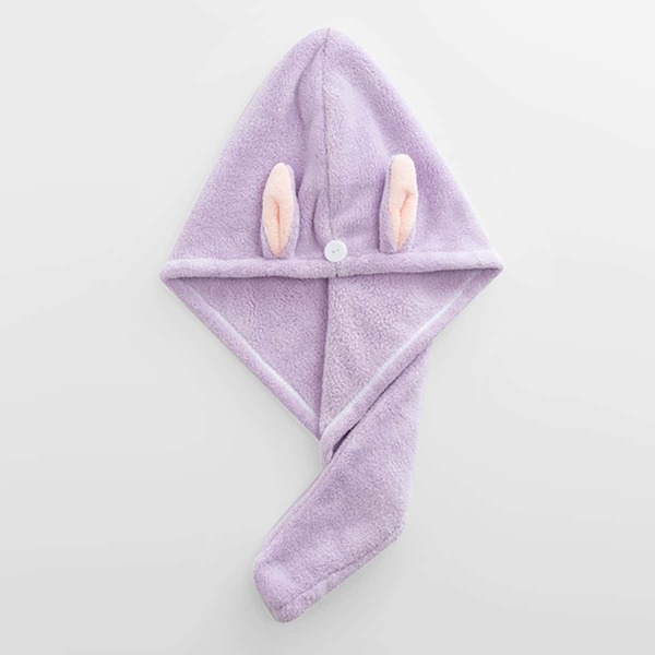 

1pc Rabbit Ear Detail Hair Drying Cap, Purple