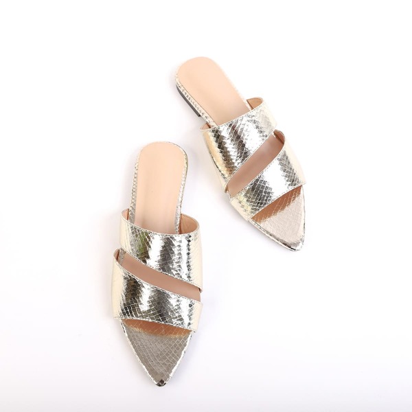 

Metallic Slide Sandals, Gold