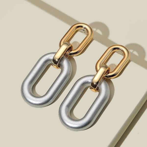 

Color Block Geo Drop Earrings, Multicolor