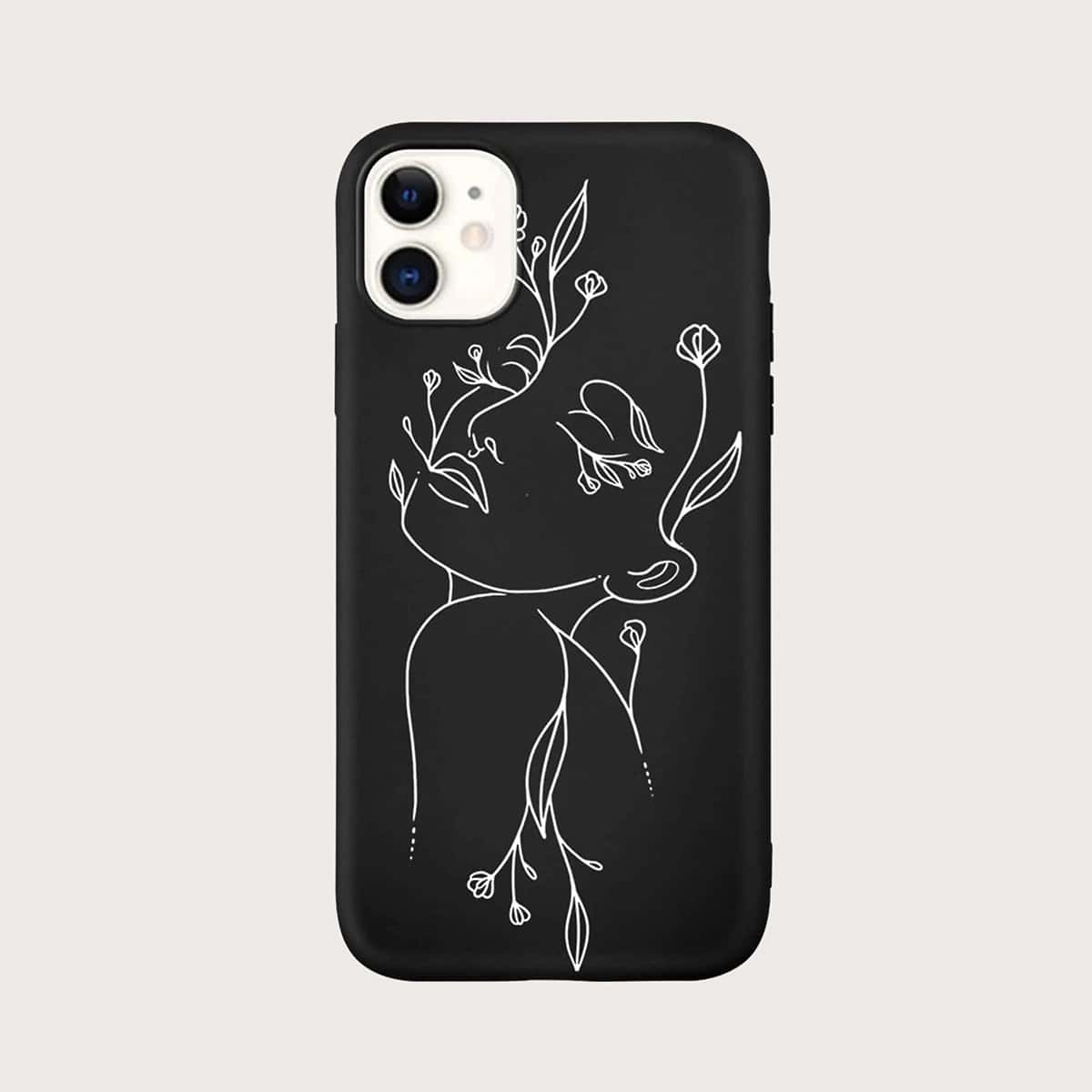 

Face Pattern iPhone Case, Black