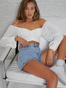 SHEIN Privé 露肩後繫帶上衣 - 白色 - 查看 1