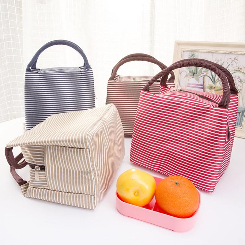 

1pc Stripe Lunch Bag, Multicolor