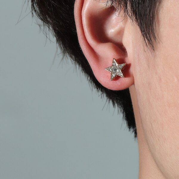 

1pair Men Star Design Stud Earrings, Gold