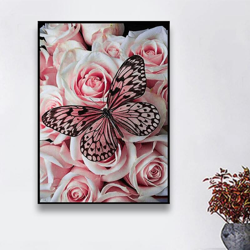 

Butterfly Print DIY Diamond Painting Without Frame, Multicolor