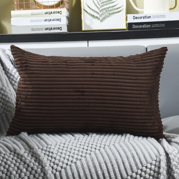 

Solid Color Lumbar Pillow Cover Without Filler, Coffee brown