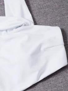 Cut-Out Waist One Piece Swimsuit, For Summer Beach Vacation - White - View 4