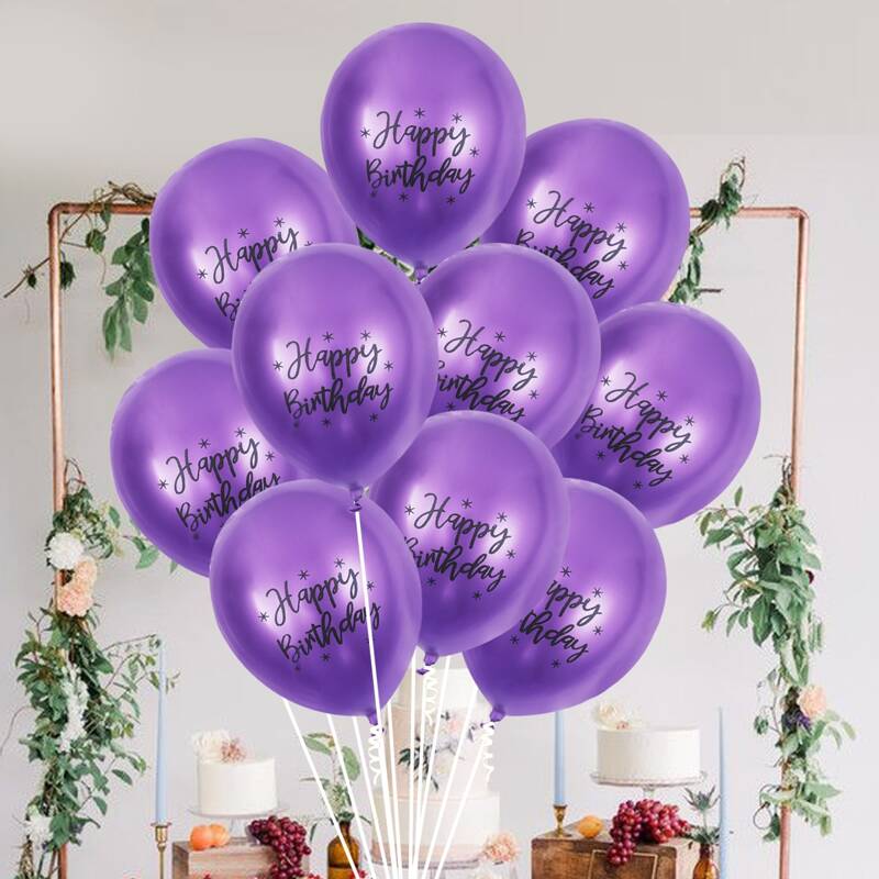 

11pcs Birthday Slogan Graphic Balloon, Purple