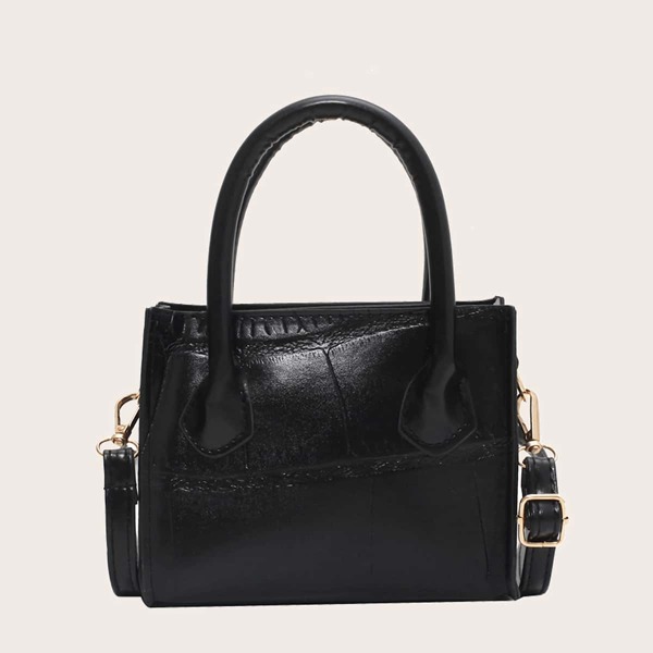 

Textured Satchel Bag, Black
